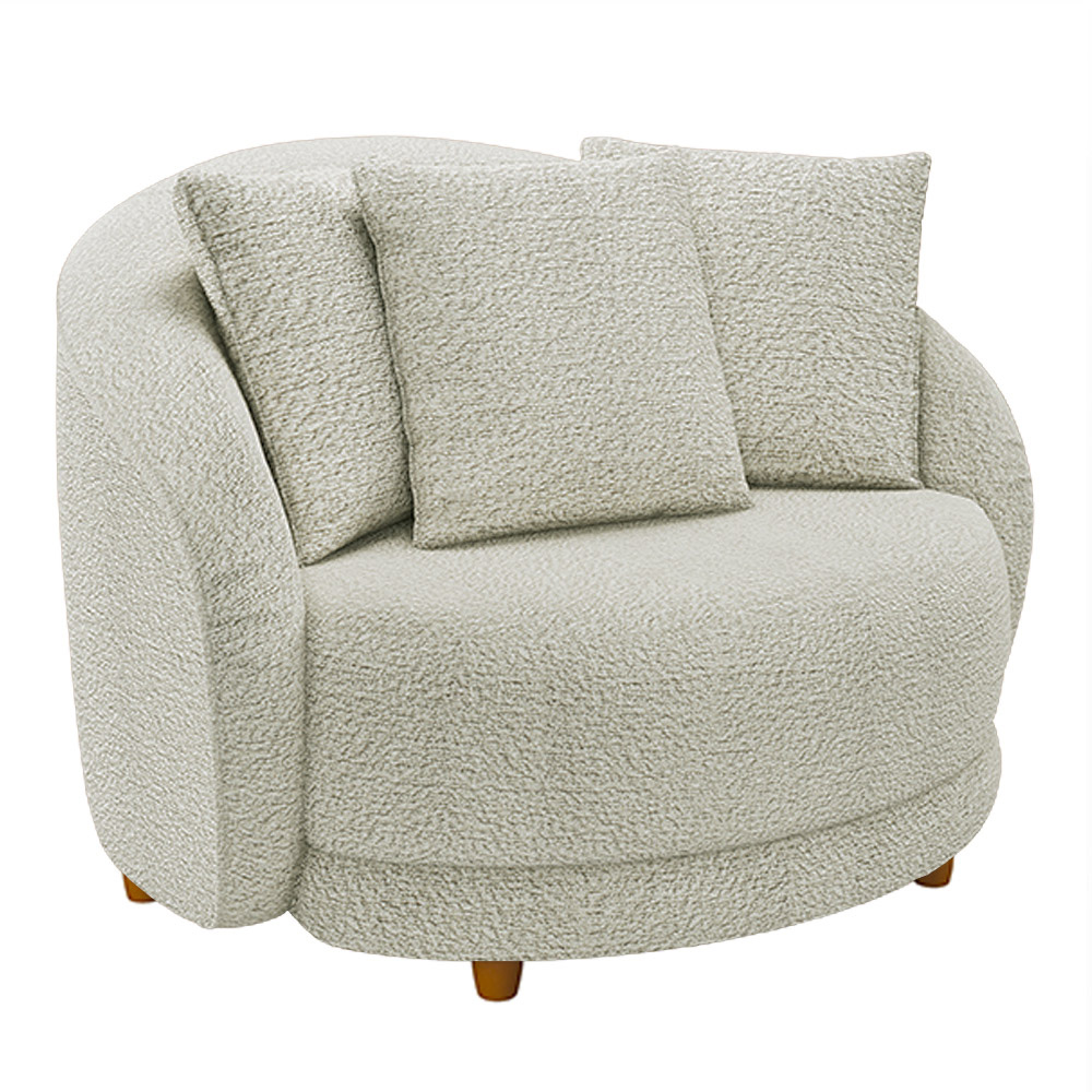 Kit 2 Poltronas Decorativas Base Fixa Galáxia com Almofadas Boucle Off White G45 - Gran Belo