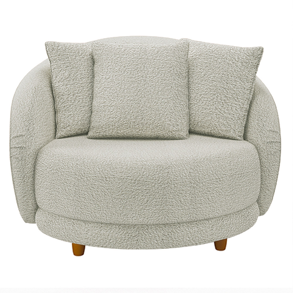 Kit 2 Poltronas Decorativas Base Fixa Galáxia com Almofadas Boucle Off White G45 - Gran Belo