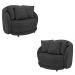Kit 2 Poltronas Decorativas Base Fixa Galáxia com Almofadas Linho Chumbo G45 - Gran Belo