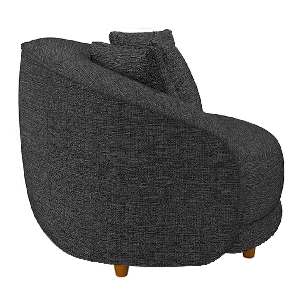 Kit 2 Poltronas Decorativas Base Fixa Galáxia com Almofadas Linho Chumbo G45 - Gran Belo