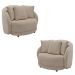 Kit 2 Poltronas Decorativas Base Fixa Galáxia com Almofadas Linho Off White G45 - Gran Belo