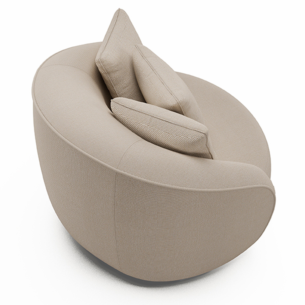 Kit 2 Poltronas Decorativas Base Fixa Galáxia com Almofadas Linho Off White G45 - Gran Belo
