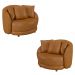 Kit 2 Poltronas Decorativas Base Fixa Galáxia com Almofadas PU Caramelo G45 - Gran Belo