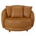 Kit 2 Poltronas Decorativas Base Fixa Galáxia com Almofadas PU Caramelo G45 - Gran Belo