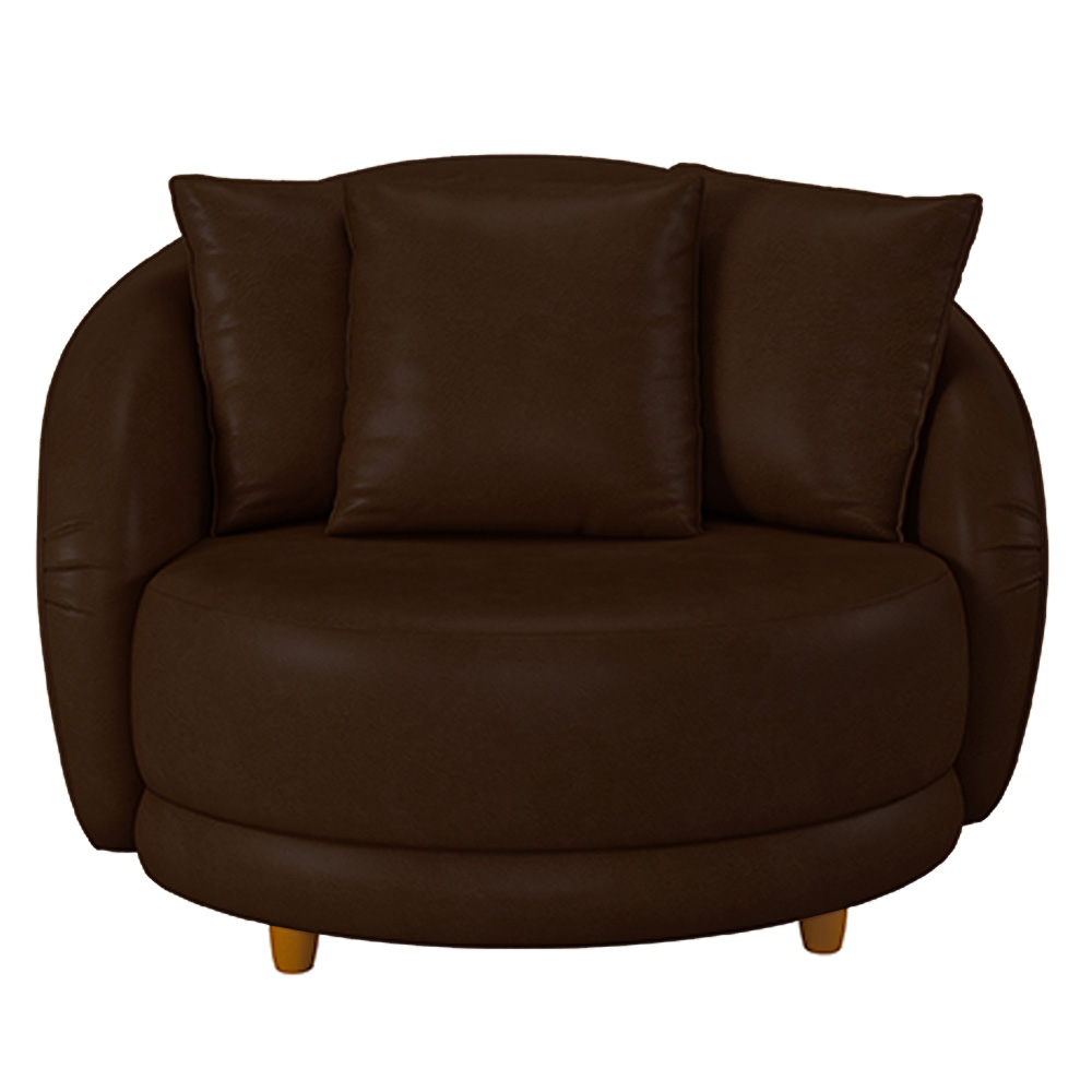 Kit 2 Poltronas Decorativas Base Fixa Galáxia com Almofadas PU Marrom G45 - Gran Belo