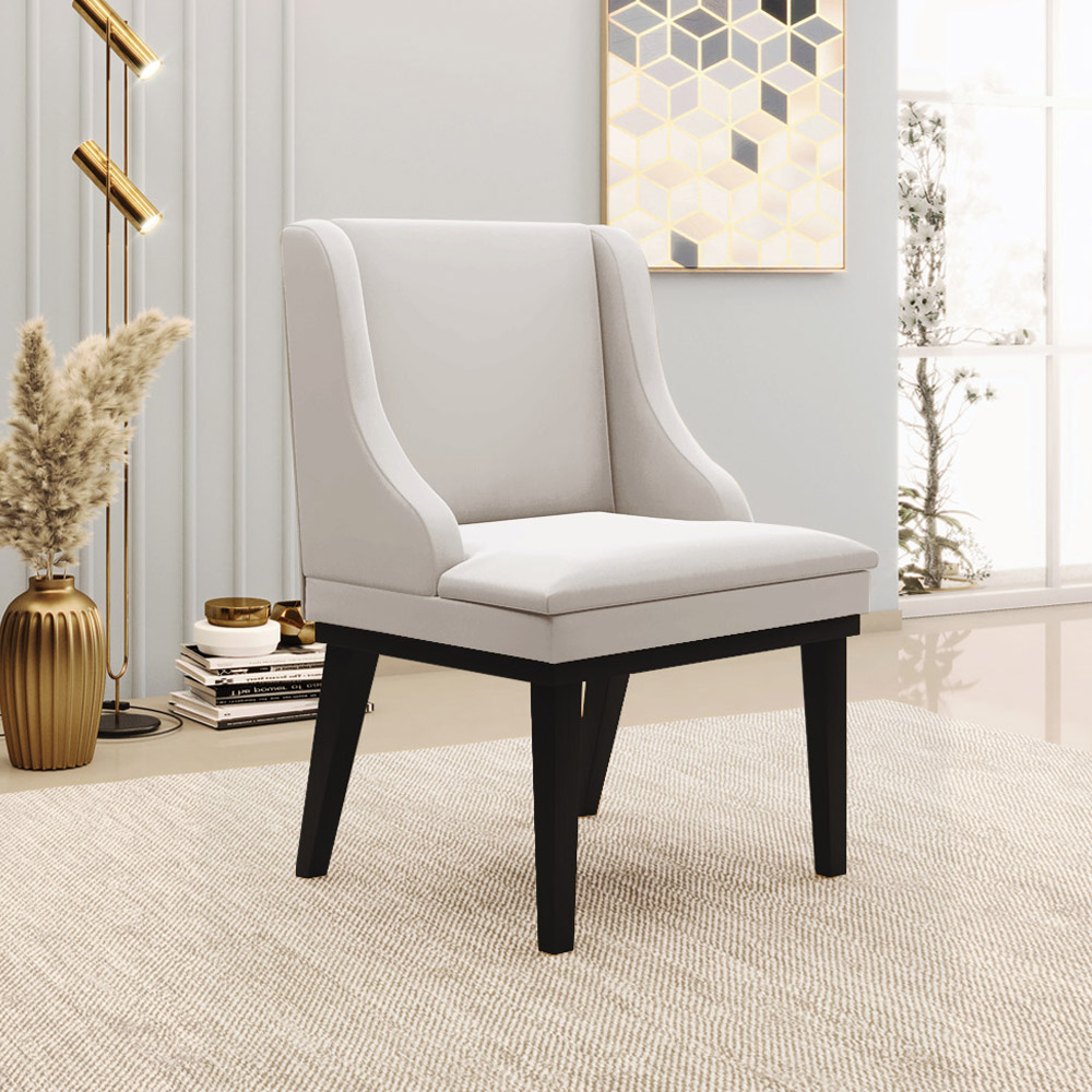 Kit 2 Poltronas Decorativas Base Fixa de Madeira Firenze Veludo Cinza/Preto G19 - Gran Belo