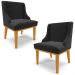 Kit 2 Poltronas Decorativas Base Fixa de Madeira Firenze Veludo Preto/Castanho G19 - Gran Belo