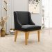 Kit 2 Poltronas Decorativas Base Fixa de Madeira Firenze Veludo Preto/Castanho G19 - Gran Belo