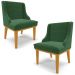 Kit 2 Poltronas Decorativas Base Fixa de Madeira Firenze Veludo Verde Esmeralda/Castanho G19 - Gran Belo