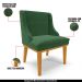 Kit 2 Poltronas Decorativas Base Fixa de Madeira Firenze Veludo Verde Esmeralda/Castanho G19 - Gran Belo
