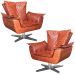 Kit 2 Poltronas Decorativas Base Giratória Cromada Charger PU Marrom G19 - Gran Belo