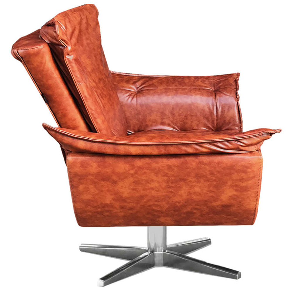 Kit 2 Poltronas Decorativas Base Giratória Cromada Charger PU Marrom G19 - Gran Belo