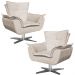 Kit 2 Poltronas Decorativas Base Giratória Cromada Charger Suede Bege G19 - Gran Belo