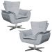 Kit 2 Poltronas Decorativas Base Giratória Cromada Charger Suede Cinza G19 - Gran Belo
