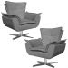 Kit 2 Poltronas Decorativas Base Giratória Cromada Charger Suede Grafite G19 - Gran Belo
