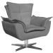 Kit 2 Poltronas Decorativas Base Giratória Cromada Charger Suede Grafite G19 - Gran Belo