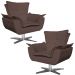 Kit 2 Poltronas Decorativas Base Giratória Cromada Charger Suede Marrom G19 - Gran Belo
