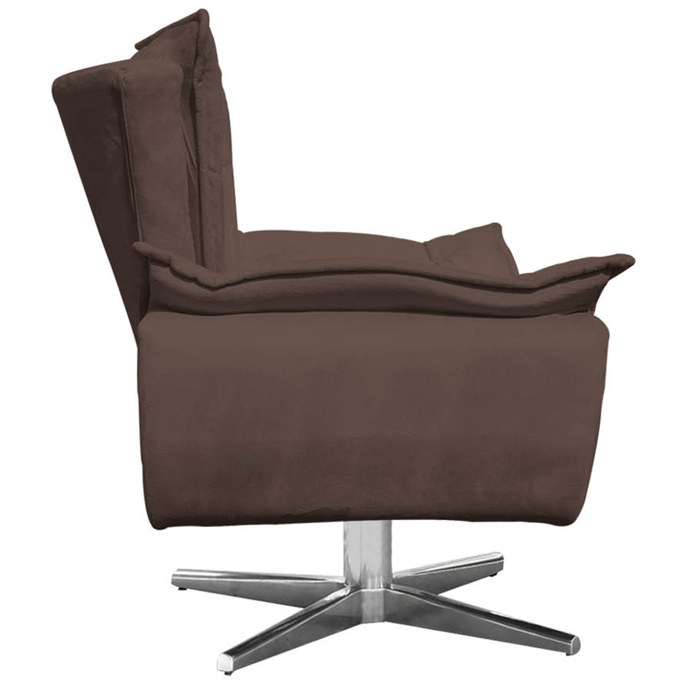 Kit 2 Poltronas Decorativas Base Giratória Cromada Charger Suede Marrom G19 - Gran Belo