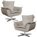Kit 2 Poltronas Decorativas Base Giratória Cromada Charger Suede Nude G19 - Gran Belo