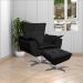 Kit 2 Poltronas Decorativas Base Giratória Cromada Charger Suede Preto G19 - Gran Belo