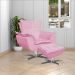 Kit 2 Poltronas Decorativas Base Giratória Cromada Charger Suede Rosa G19 - Gran Belo