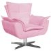 Kit 2 Poltronas Decorativas Base Giratória Cromada Charger Suede Rosa G19 - Gran Belo