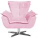 Kit 2 Poltronas Decorativas Base Giratória Cromada Charger Suede Rosa G19 - Gran Belo