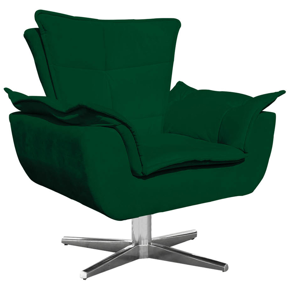 Kit 2 Poltronas Decorativas Base Giratória Cromada Charger Suede Verde G19 - Gran Belo