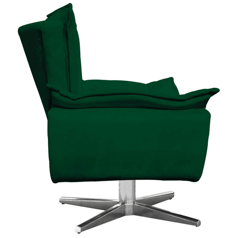 Kit 2 Poltronas Decorativas Base Giratória Cromada Charger Suede Verde G19 - Gran Belo