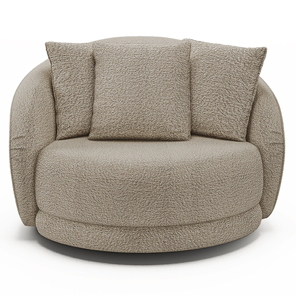 Kit 2 Poltronas Decorativas Base Giratória Galáxia com Almofadas Boucle Bege G45 - Gran Belo