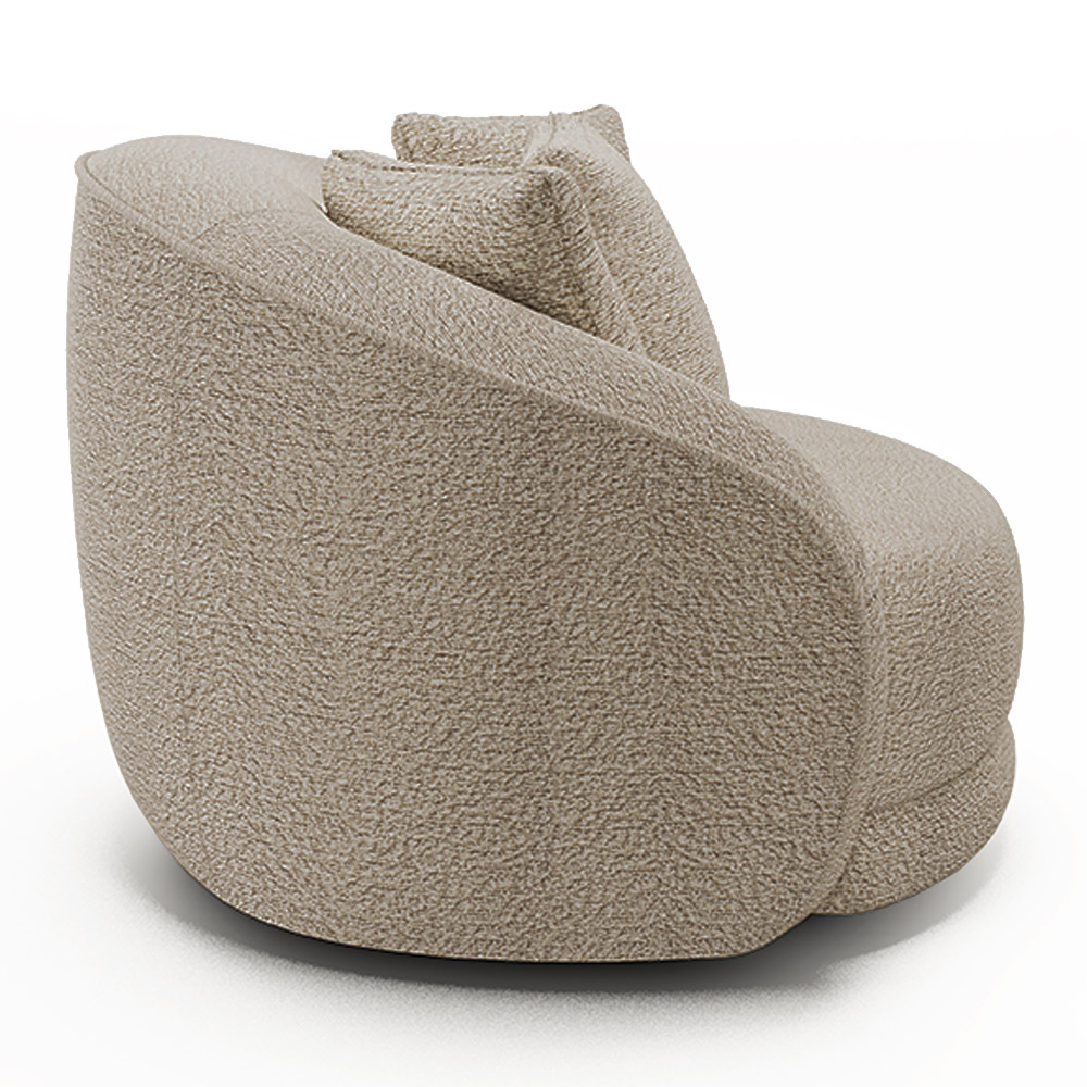 Kit 2 Poltronas Decorativas Base Giratória Galáxia com Almofadas Boucle Bege G45 - Gran Belo