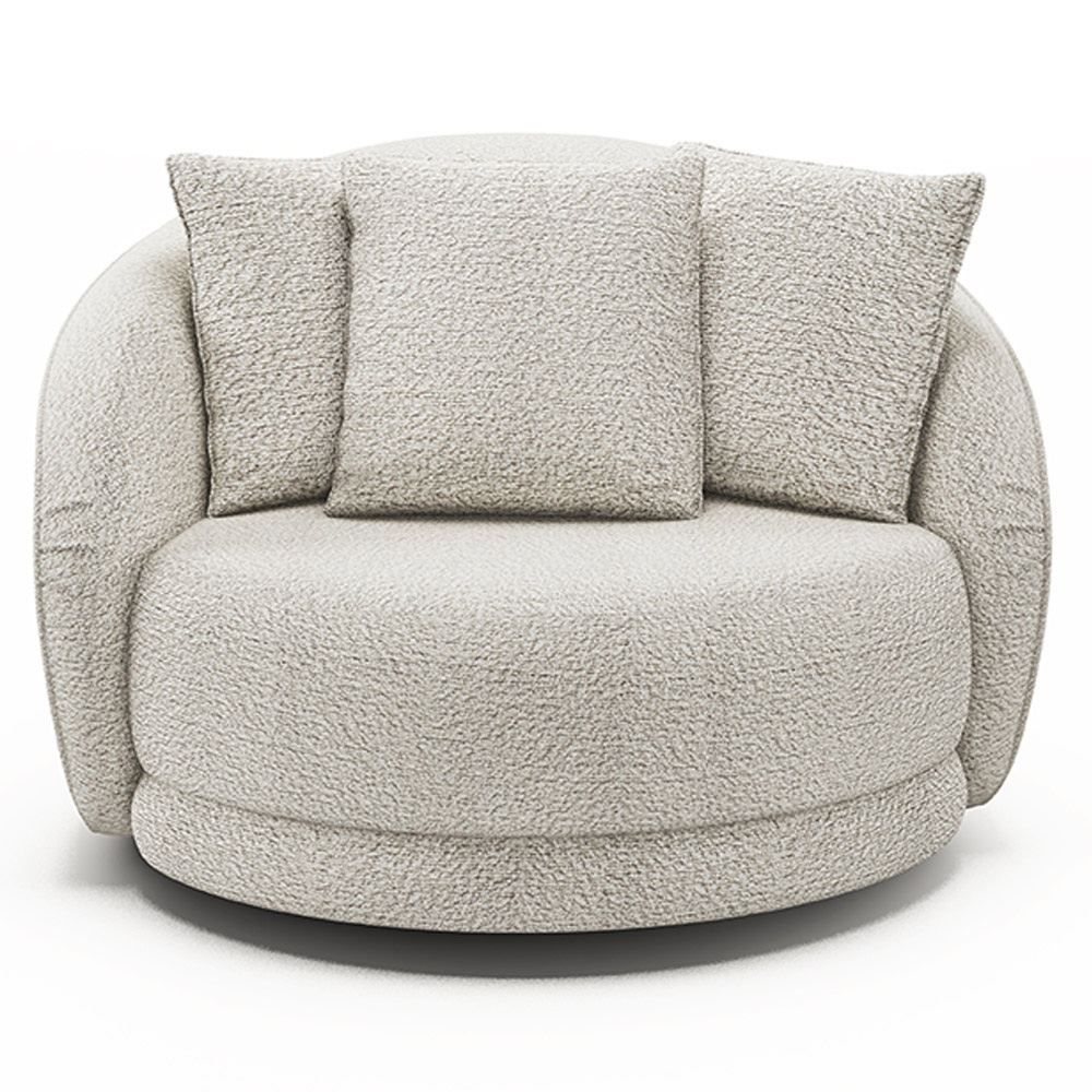 Kit 2 Poltronas Decorativas Base Giratória Galáxia com Almofadas Boucle Branco G45 - Gran Belo