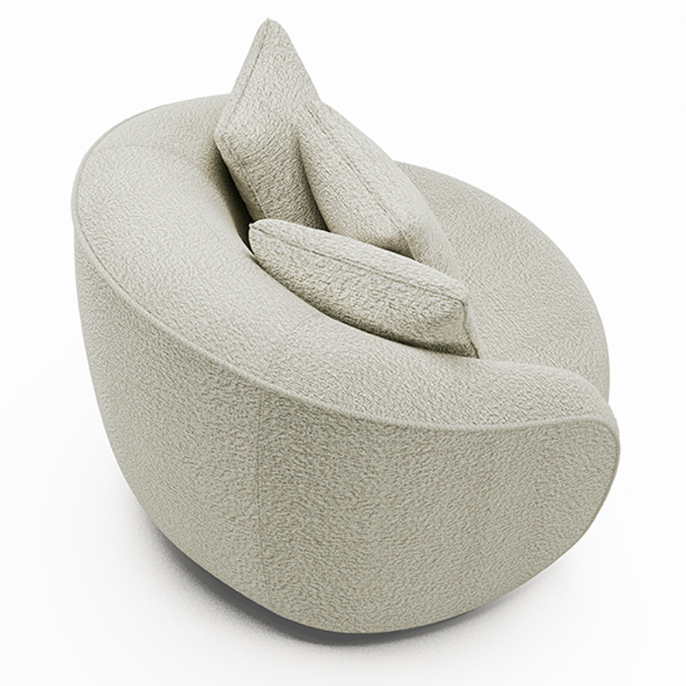 Kit 2 Poltronas Decorativas Base Giratória Galáxia com Almofadas Boucle Off White G45 - Gran Belo
