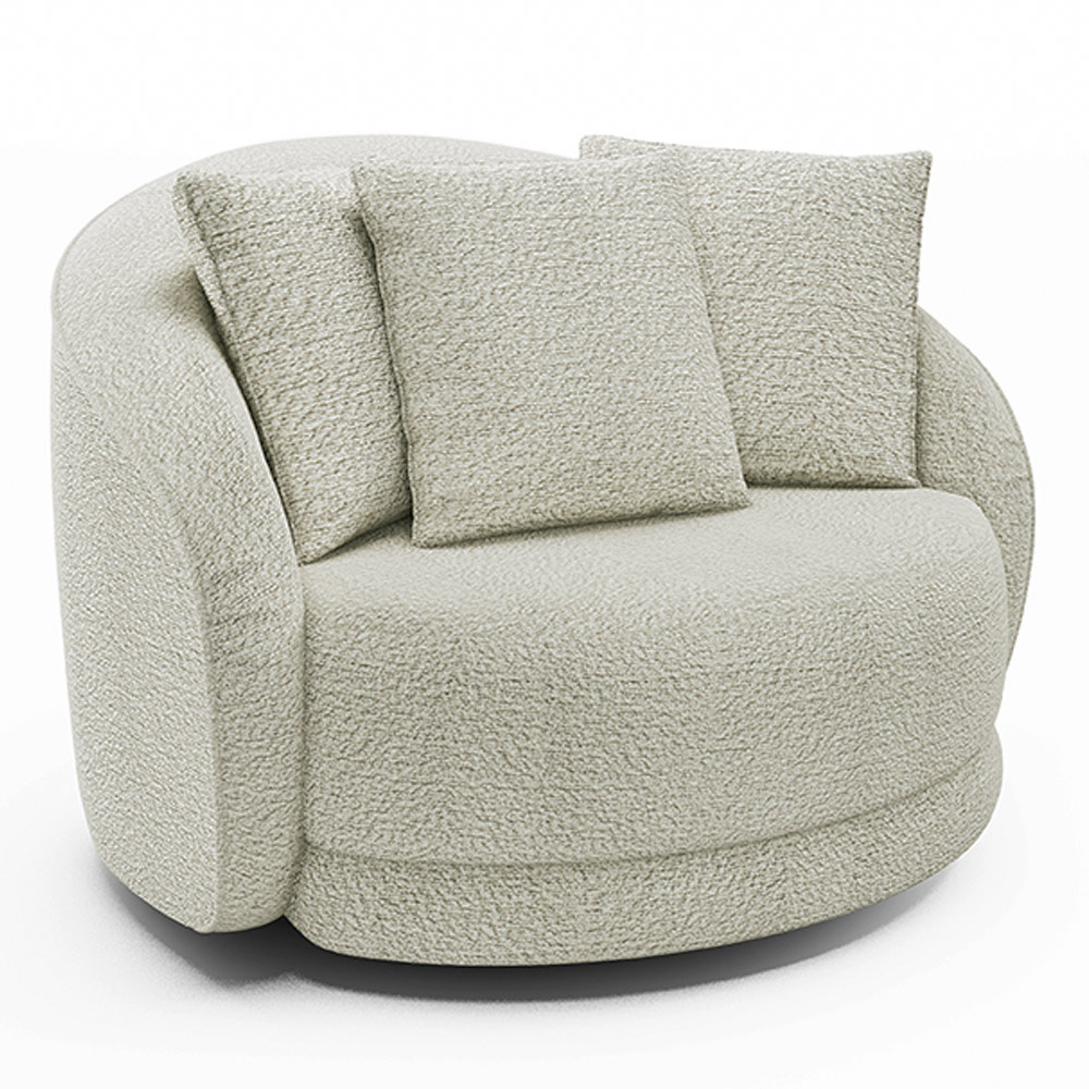 Kit 2 Poltronas Decorativas Base Giratória Galáxia com Almofadas Boucle Off White G45 - Gran Belo