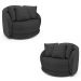Kit 2 Poltronas Decorativas Base Giratória Galáxia com Almofadas Linho Chumbo G45 - Gran Belo