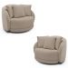 Kit 2 Poltronas Decorativas Base Giratória Galáxia com Almofadas Linho Off White G45 - Gran Belo