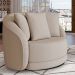 Kit 2 Poltronas Decorativas Base Giratória Galáxia com Almofadas Linho Off White G45 - Gran Belo
