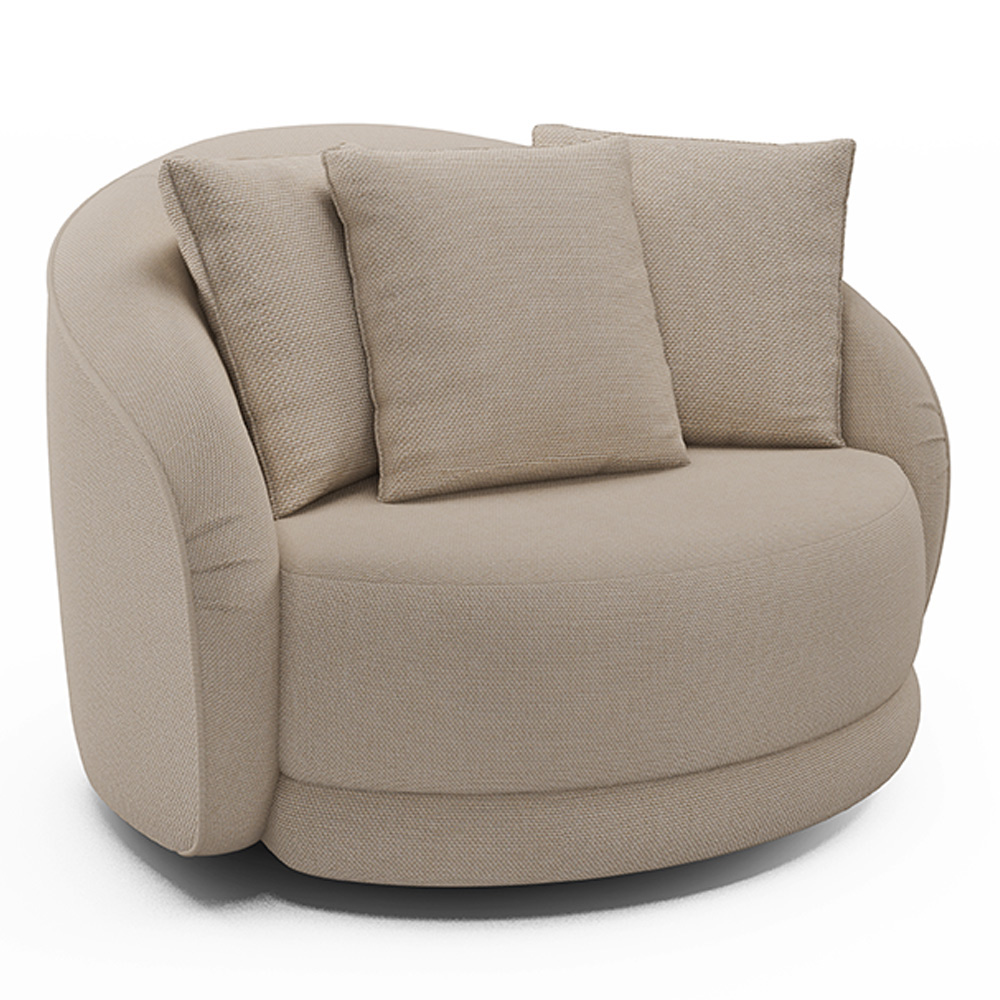 Kit 2 Poltronas Decorativas Base Giratória Galáxia com Almofadas Linho Off White G45 - Gran Belo
