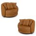 Kit 2 Poltronas Decorativas Base Giratória Galáxia com Almofadas PU Caramelo G45 - Gran Belo