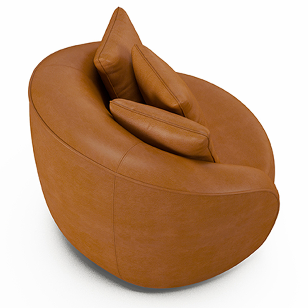Kit 2 Poltronas Decorativas Base Giratória Galáxia com Almofadas PU Caramelo G45 - Gran Belo