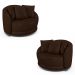 Kit 2 Poltronas Decorativas Base Giratória Galáxia com Almofadas PU Marrom G45 - Gran Belo