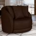Kit 2 Poltronas Decorativas Base Giratória Galáxia com Almofadas PU Marrom G45 - Gran Belo