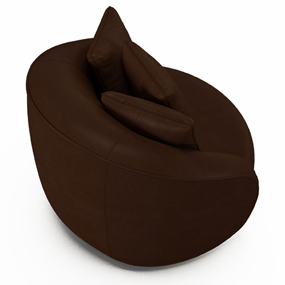 Kit 2 Poltronas Decorativas Base Giratória Galáxia com Almofadas PU Marrom G45 - Gran Belo