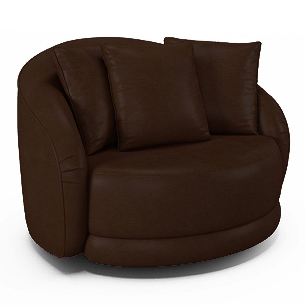 Kit 2 Poltronas Decorativas Base Giratória Galáxia com Almofadas PU Marrom G45 - Gran Belo