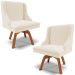Kit 2 Poltronas Decorativas Base Giratória de Madeira Firenze Linho Bege/Natural G19 - Gran Belo