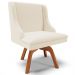 Kit 2 Poltronas Decorativas Base Giratória de Madeira Firenze Linho Bege/Natural G19 - Gran Belo