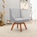 Kit 2 Poltronas Decorativas Base Giratória de Madeira Firenze Linho Cinza/Natural G19 - Gran Belo