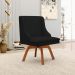 Kit 2 Poltronas Decorativas Base Giratória de Madeira Firenze Linho Preto/Natural G19 - Gran Belo