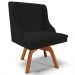 Kit 2 Poltronas Decorativas Base Giratória de Madeira Firenze Linho Preto/Natural G19 - Gran Belo