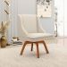 Kit 2 Poltronas Decorativas Base Giratória de Madeira Firenze PU Bege/Natural G19 - Gran Belo
